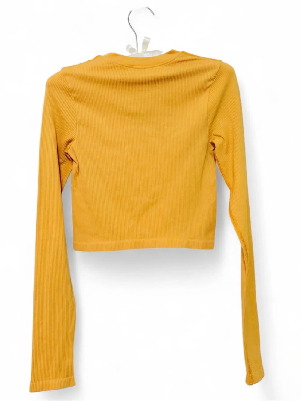 H&M Women’s Long Sleeve Ribbed Crop Top Yellow Size Small